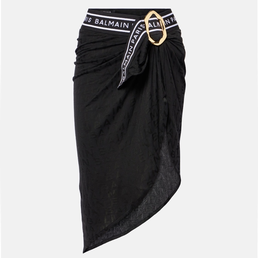 Balmain Black Sarong with Gold Buckle